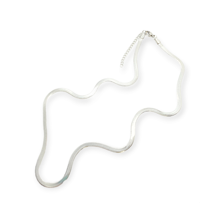 necklace steel silver snake.1